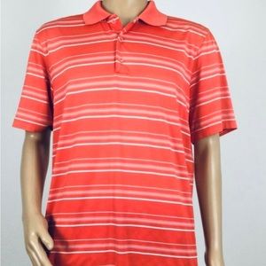 Adidas Puremotion Golf Polo Shirt Orange White Striped Short Sleeve Men's S